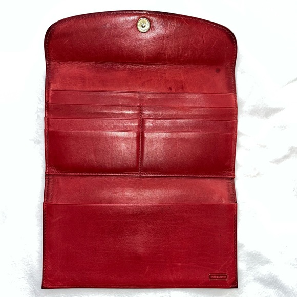 Coach Vintage Red Trifold Leather Wallet - Picture 10 of 15